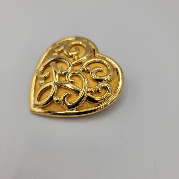 Heart Brooch Signed NJY - Picture 5 of 8